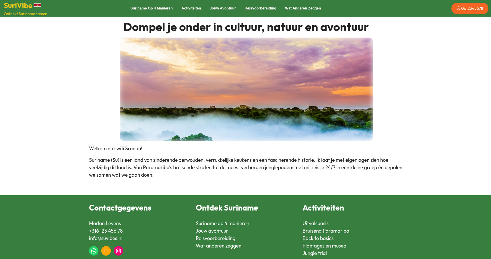 Strategisch advies en implementeren Wordpress template voor surivibe.nl